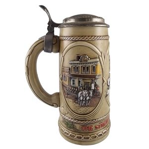 Vintage Stroh's Beer Stein Lidded German American Tricentennial Ceramic Numbered